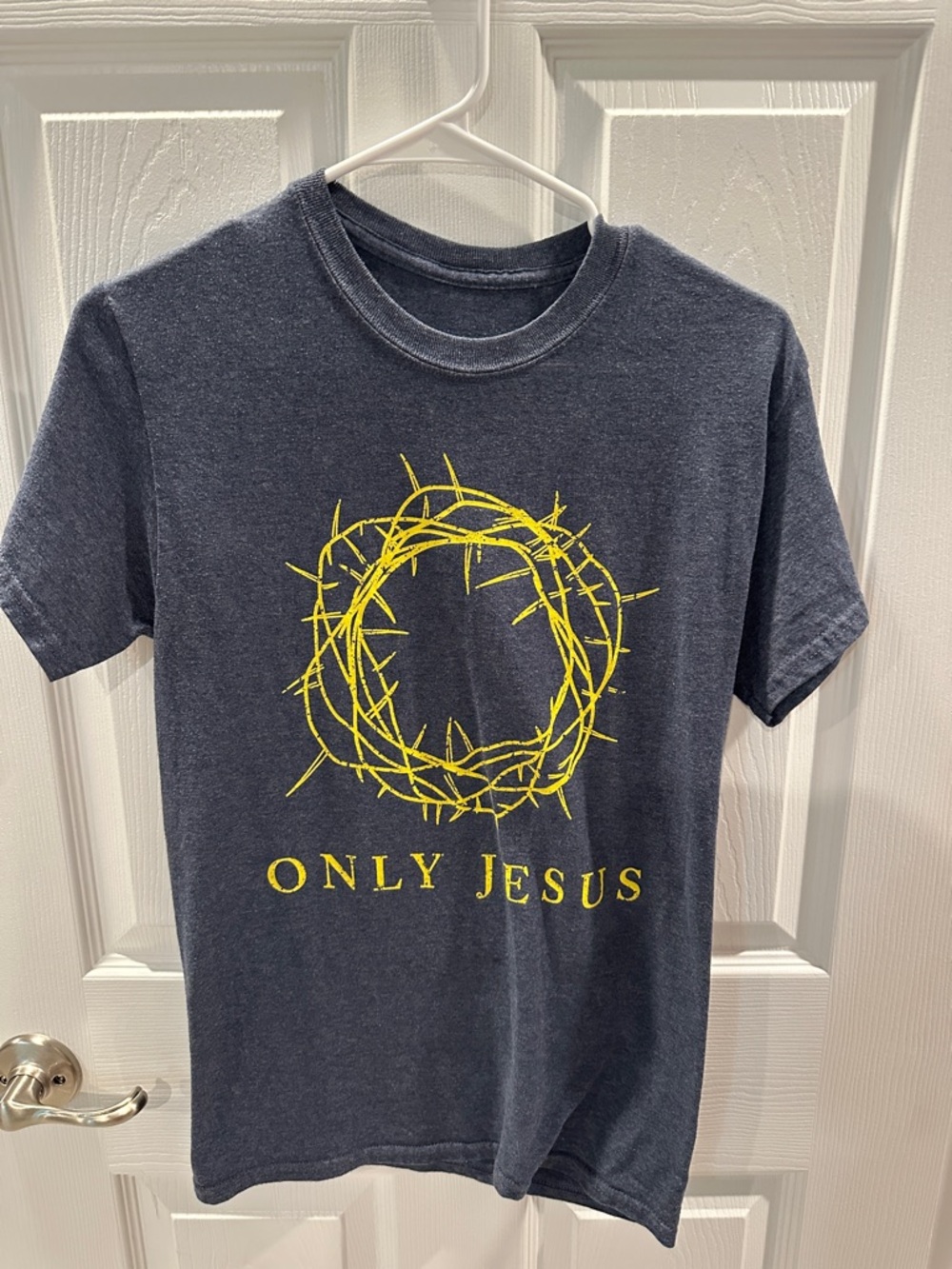 Casting Crowns Only Jesus Graphic Tee in Navy with Yellow Print
